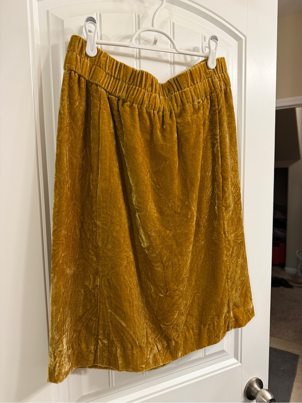 J. Crew Velvet Midi Skirt in Mustard
